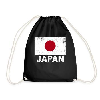 Japan Flag Vintage Japanische Herkunft Nationalitä - Turnbeutel - Schwarz - Vorne