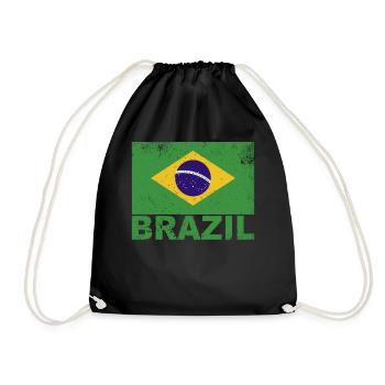 Brasilienflagge Vintage brasilianische Nationalitä - Turnbeutel - Schwarz - Vorne