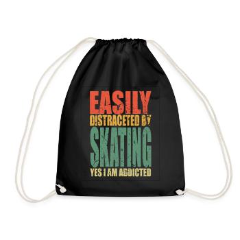 Skating saying funny - Drawstring Bag - black - Front