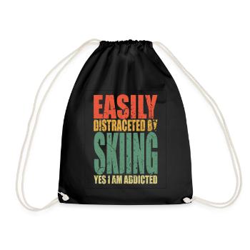 Skiing saying funny - Drawstring Bag - black - Front
