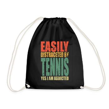 Tennis saying funny - Drawstring Bag - black - Front