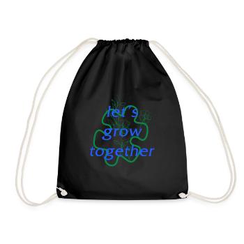 Let's Grow Together Shirt, Puzzle Piece - Drawstring Bag - black - Front
