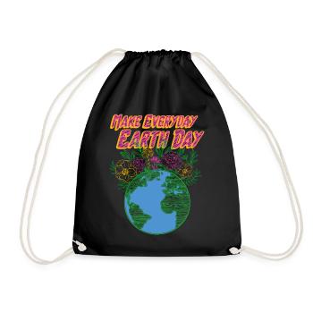 Earth Day Environmental Shirt, Make Everyday - Drawstring Bag - black - Front