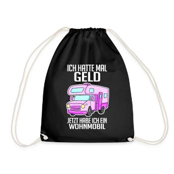 Wohnmobil Wohnwagen Campen Camping - Turnbeutel - Schwarz - Vorne