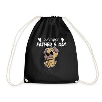 Father's Day Gift - Our First Father's Day - Drawstring Bag - black - Front