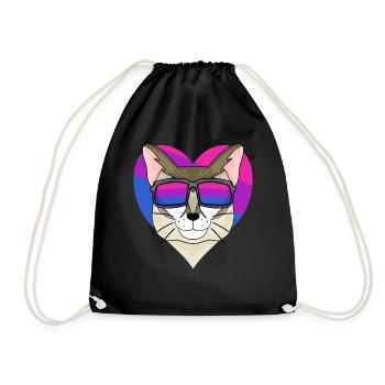 Bisexuell Singapura Katze - Katze mit Brille - Turnbeutel - Schwarz - Vorne