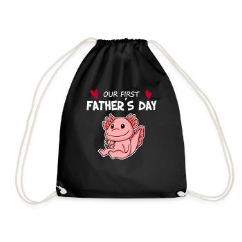 Father's Day Gift - Our First Father's Day - Drawstring Bag - black - Front