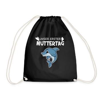 Muttertag Geschenk - Unser erster Muttertag - Turnbeutel - Schwarz - Vorne