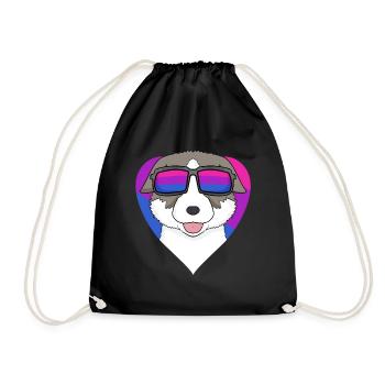 Bisexual Thai Bangkaew Dog Dog - Dog with Glasses - Drawstring Bag - black - Front