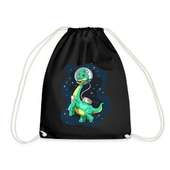 Brachiosaurus Dinosaurier Astronaut Dino Langhals - Turnbeutel - Schwarz - Vorne