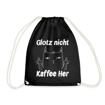 Glotz Nicht Kaffee Her - Lustige Katze - Turnbeutel - Schwarz - Vorne