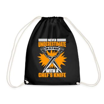 Never underestimate an old man Funny - Drawstring Bag - black - Front