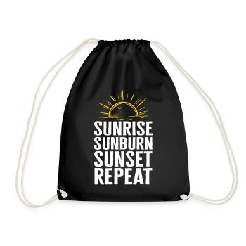 Sunrise Sunburn Sunset Repeat Shirt, Summer Beach - Drawstring Bag - black - Front