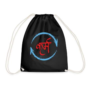 Karma Hemd, Karma In Hindi Tee, Sanskrit Karma - Turnbeutel - Schwarz - Vorne