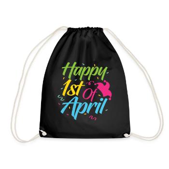 Happy 1 April April Fool's Joke Joke - Drawstring Bag - black - Front
