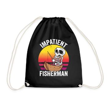 Ungeduldiger Fischer Fischen Angeln Angler - Turnbeutel - Schwarz - Vorne