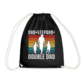 Papa Plus Stepfather Equal Double Papa Stepdad - Drawstring Bag - black - Front