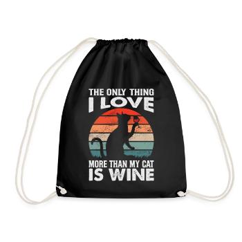 The Only Thing I Love More Than My Cat Is Wine - F - Turnbeutel - Schwarz - Vorne