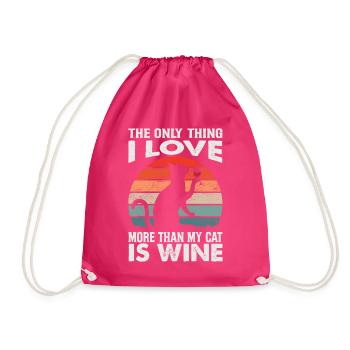 The Only Thing I Love More Than My Cat Is Wine - F - Turnbeutel - Fuchsia - Vorne