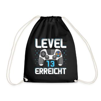 Level 13 Erreicht Gamer - Turnbeutel - Schwarz - Vorne
