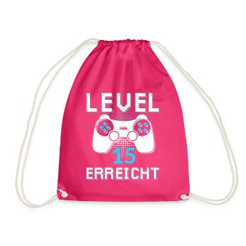 Level 15 Erreicht Gamer - Turnbeutel - Fuchsia - Vorne