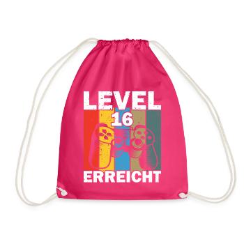 Level 16 Erreicht Gamer - Turnbeutel - Fuchsia - Vorne