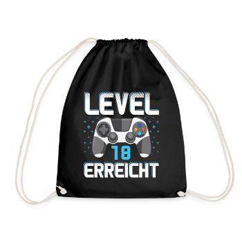 Level 18 Erreicht Gamer - Turnbeutel - Schwarz - Vorne