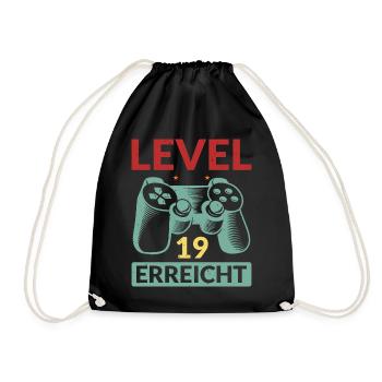 Level 19 Reaches Gamer - Drawstring Bag - black - Front