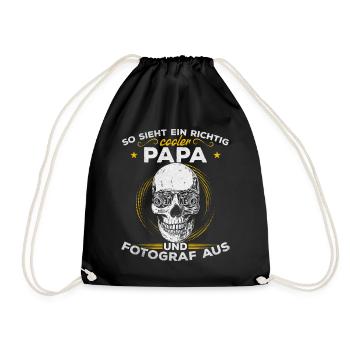 Papa Fotograf So sieht ein richtig cooler Papa und - Turnbeutel - Schwarz - Vorne