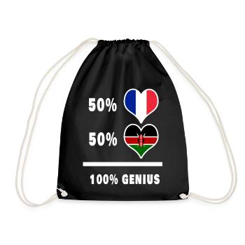 Das Genie Frankreich und Kenia / Geschenk - Turnbeutel - Schwarz - Vorne
