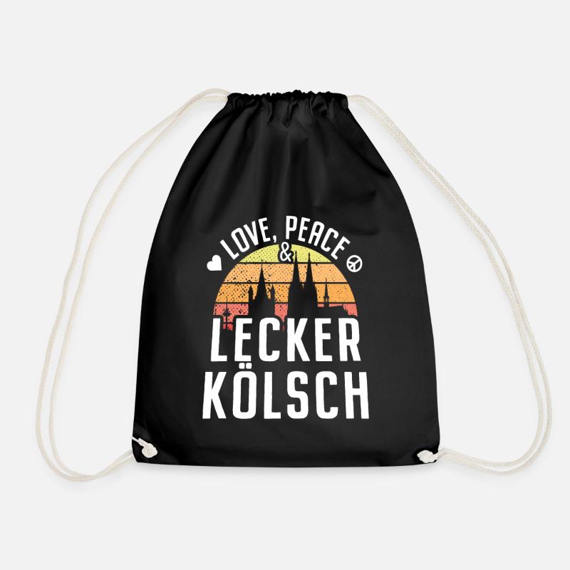 Love Peace Lecker Kölsch Köln Karneval Kölner Dom - Turnbeutel - Schwarz