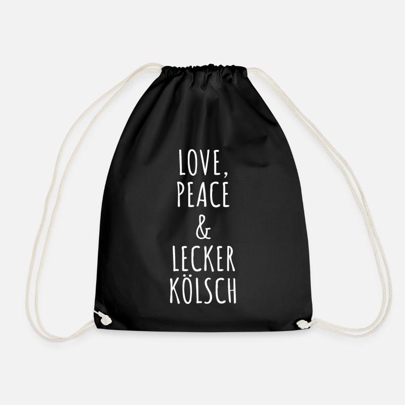 Love Peace Lecker Kölsch Köln Karneval Kölner Dom - Turnbeutel - Schwarz