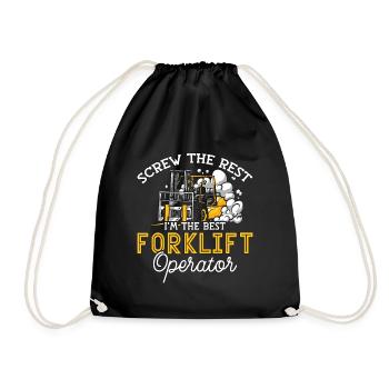 Forklift Driver Forklift Warehouse Forklift Gift - Drawstring Bag - black - Front