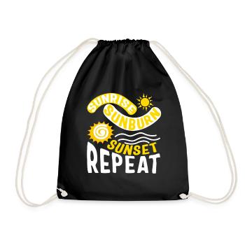 Sunrise Sunburn Sunset Repeat Shirt, Summer Beach - Drawstring Bag - black - Front