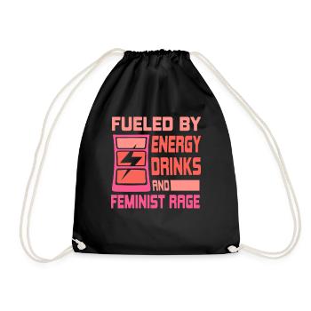 Alimenté par les boissons énergisantes et la colère féministe - Sac de sport léger - noir - Devant