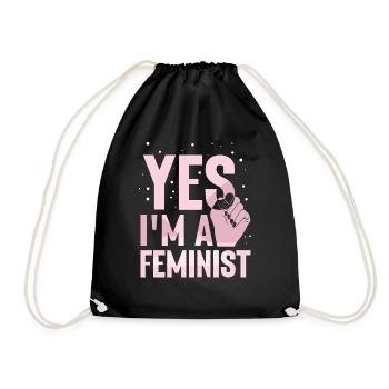 Ja Ich Bin Ein Feminist Feministisch Feminismus - Turnbeutel - Schwarz - Vorne