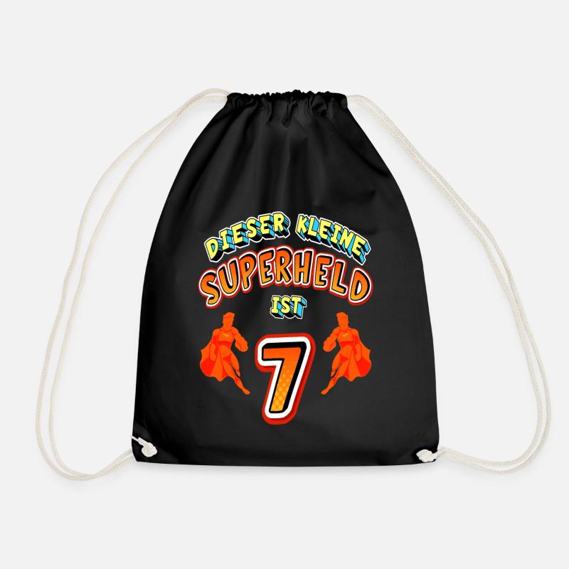 Superhelden 7. Geburtstag Jungs Geschenk - Turnbeutel - Schwarz
