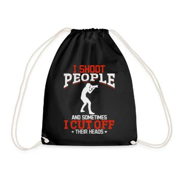 I shoot people, sometimes I cut them - Drawstring Bag - black - Front