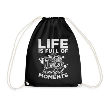 Photography life is full of beautiful moments - - Drawstring Bag - black - Front