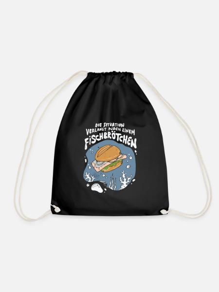 Fischbrötchen Möwe Norddeutsch - Turnbeutel - Schwarz
