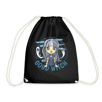 Süße gute Hexe Kawaii Anime Wicca Chibi okkult Pas - Turnbeutel - Schwarz - Vorne