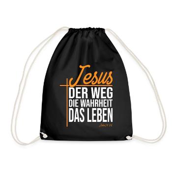 Jesus Der Weg Die Wahrheit Das Leben - John 14:06 - Turnbeutel - Schwarz - Vorne