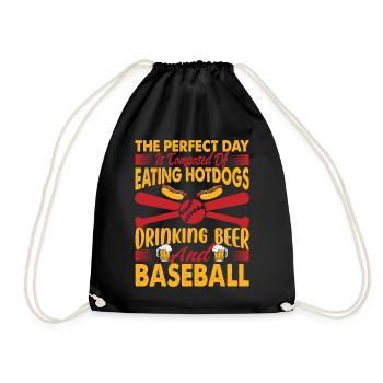 The Perfect Day Is Composed Of Eating Hotdogs Drin - Drawstring Bag - black - Front