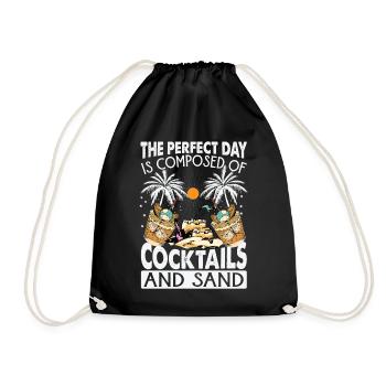 The Perfect Day Is Composed Of Cocktails And Sand - Drawstring Bag - black - Front