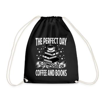 The Perfect Day is composed of coffee and books - - Drawstring Bag - black - Front