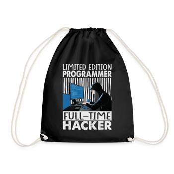 Limited Edition Programmer Full-Time Hacker - Funn - Drawstring Bag - black - Front