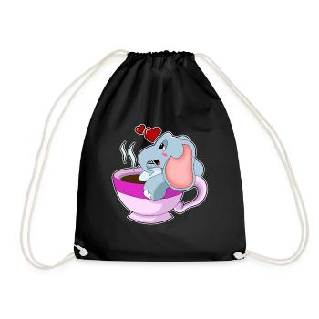 Elephant Coffee Mug - Drawstring Bag - black - Front