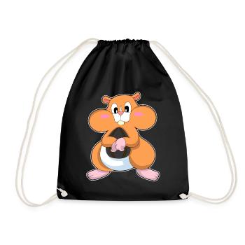 Hamster with walnut - Drawstring Bag - black - Front