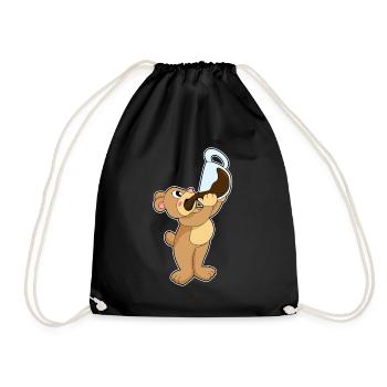 Bear Coffee Mug - Drawstring Bag - black - Front