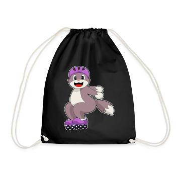 Cat Roller Skating Roller Skates - Drawstring Bag - black - Front